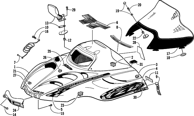 HOOD AND WINDSHIELD ASSEMBLY