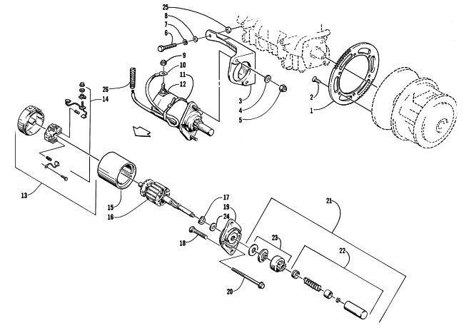 ELECTRIC START - STARTER MOTOR ASSEMBLY