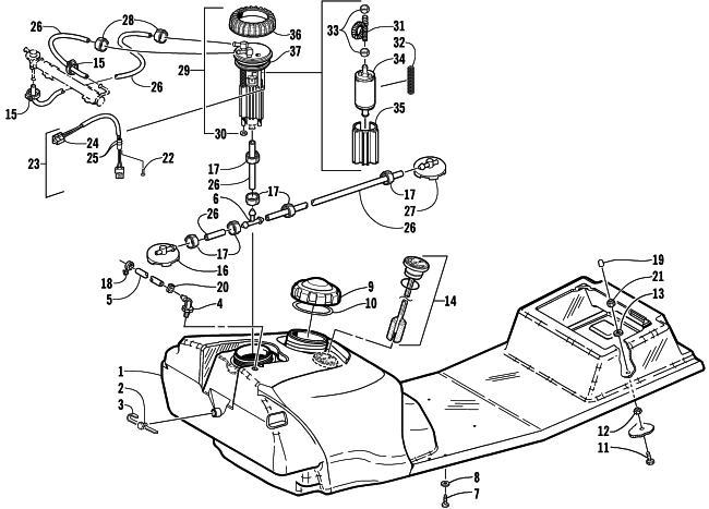 GAS TANK AND FUEL PUMP ASSEMBLIES