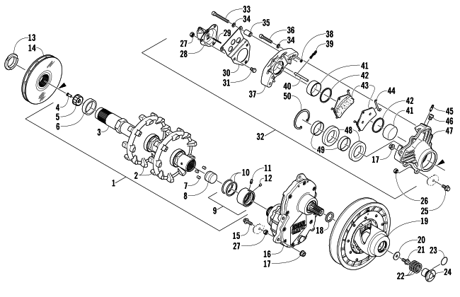 DRIVE TRAIN AND BRAKE ASSEMBLIES