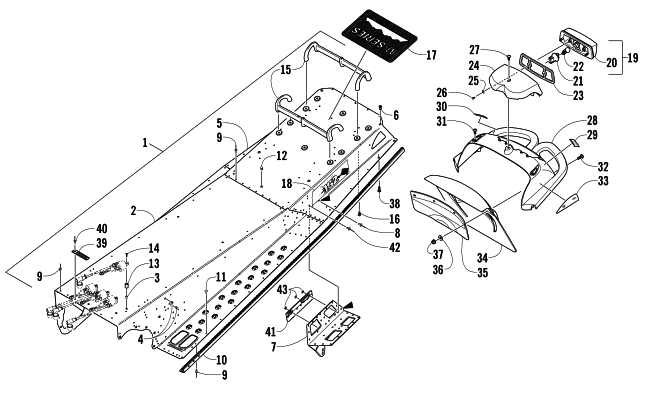 TUNNEL, REAR BUMPER, AND TAILLIGHT ASSEMBLY