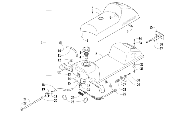 GAS TANK, SEAT, AND TAILLIGHT ASSEMBLY