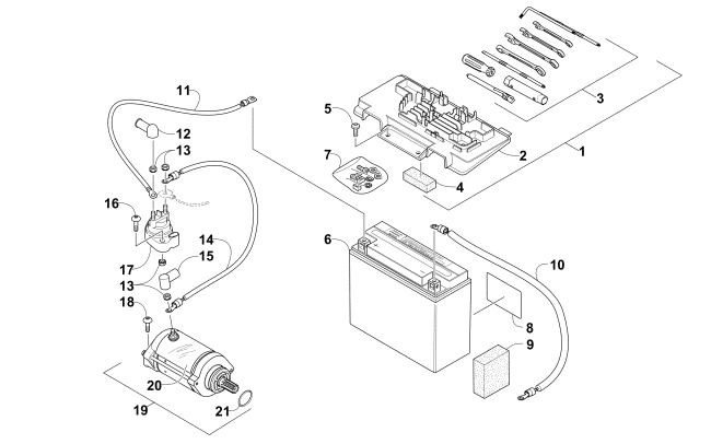 BATTERY AND STARTER ASSEMBLY