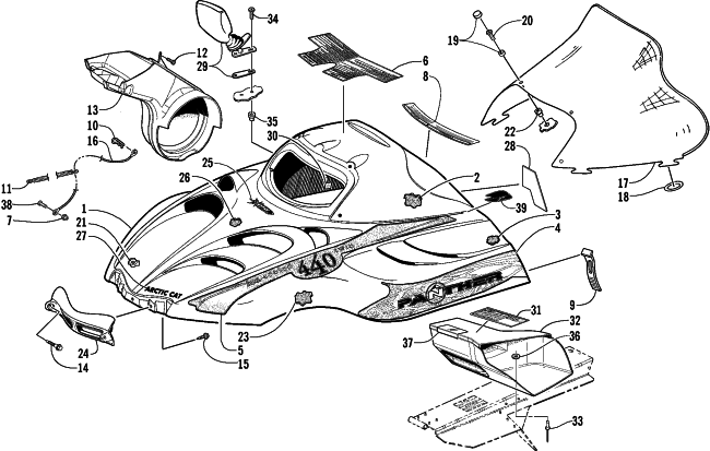 HOOD AND WINDSHIELD ASSEMBLY