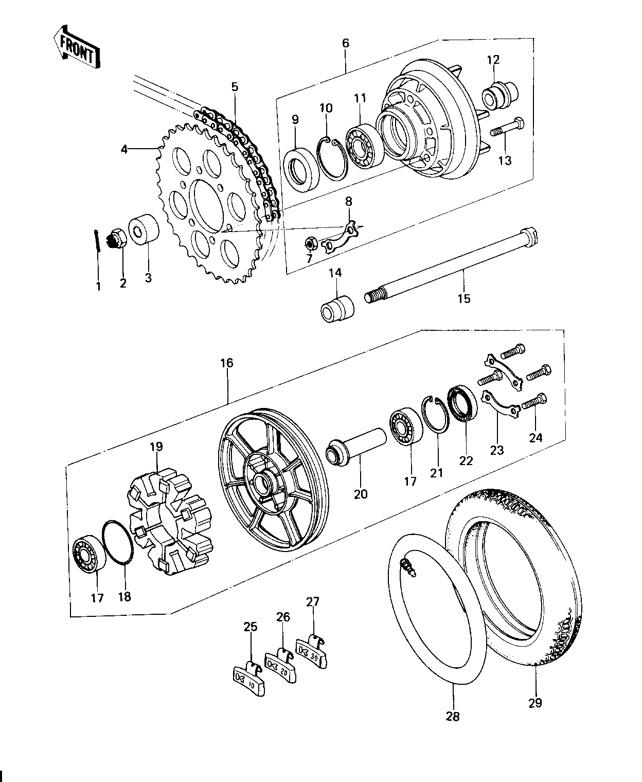 REAR WHEEL/TIRE/HUB/CHAIN