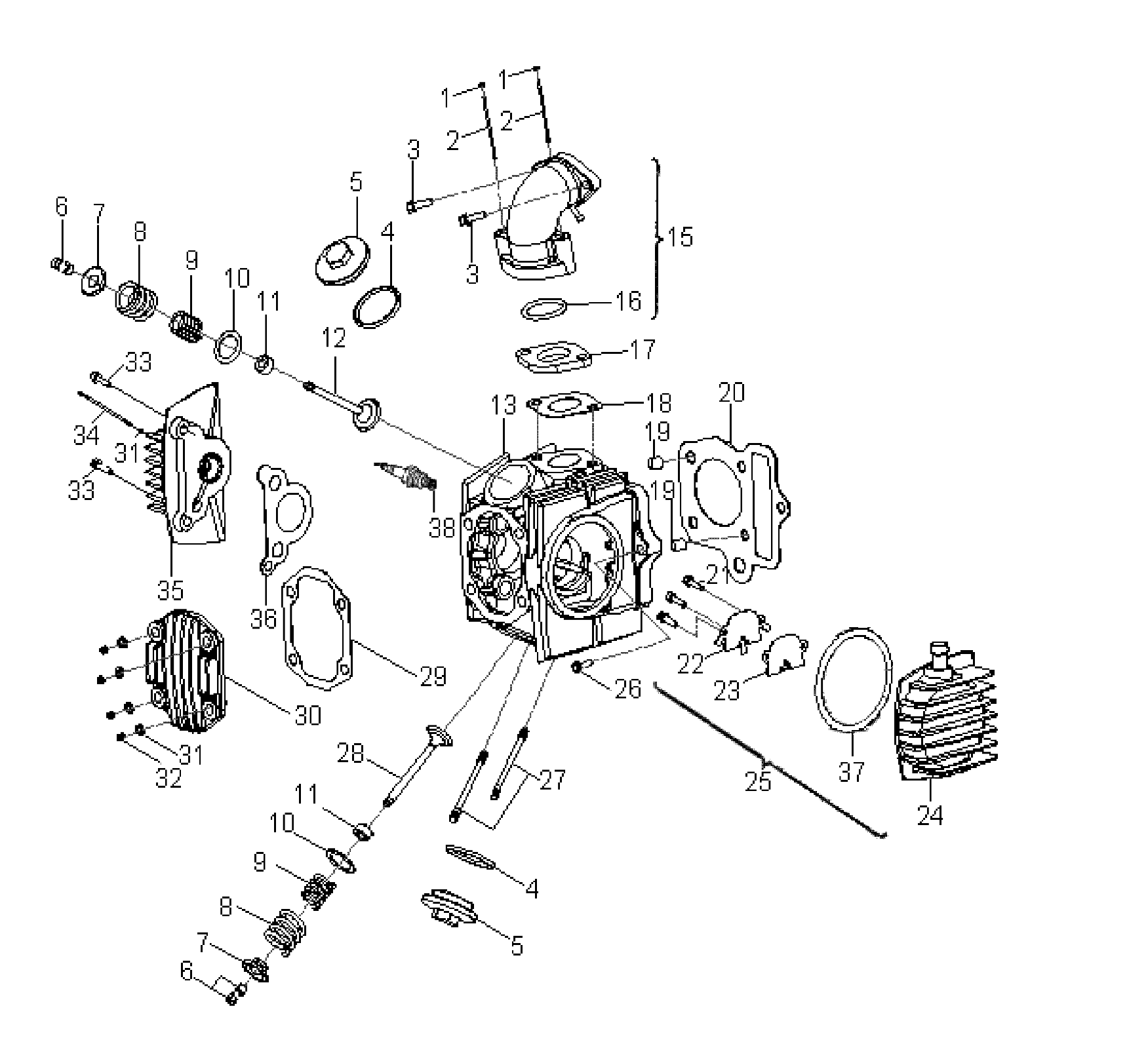 ENGINE, CYLINDER HEAD - A10KA05AB/AD (49ATVCYLINDERHD08OUT50)