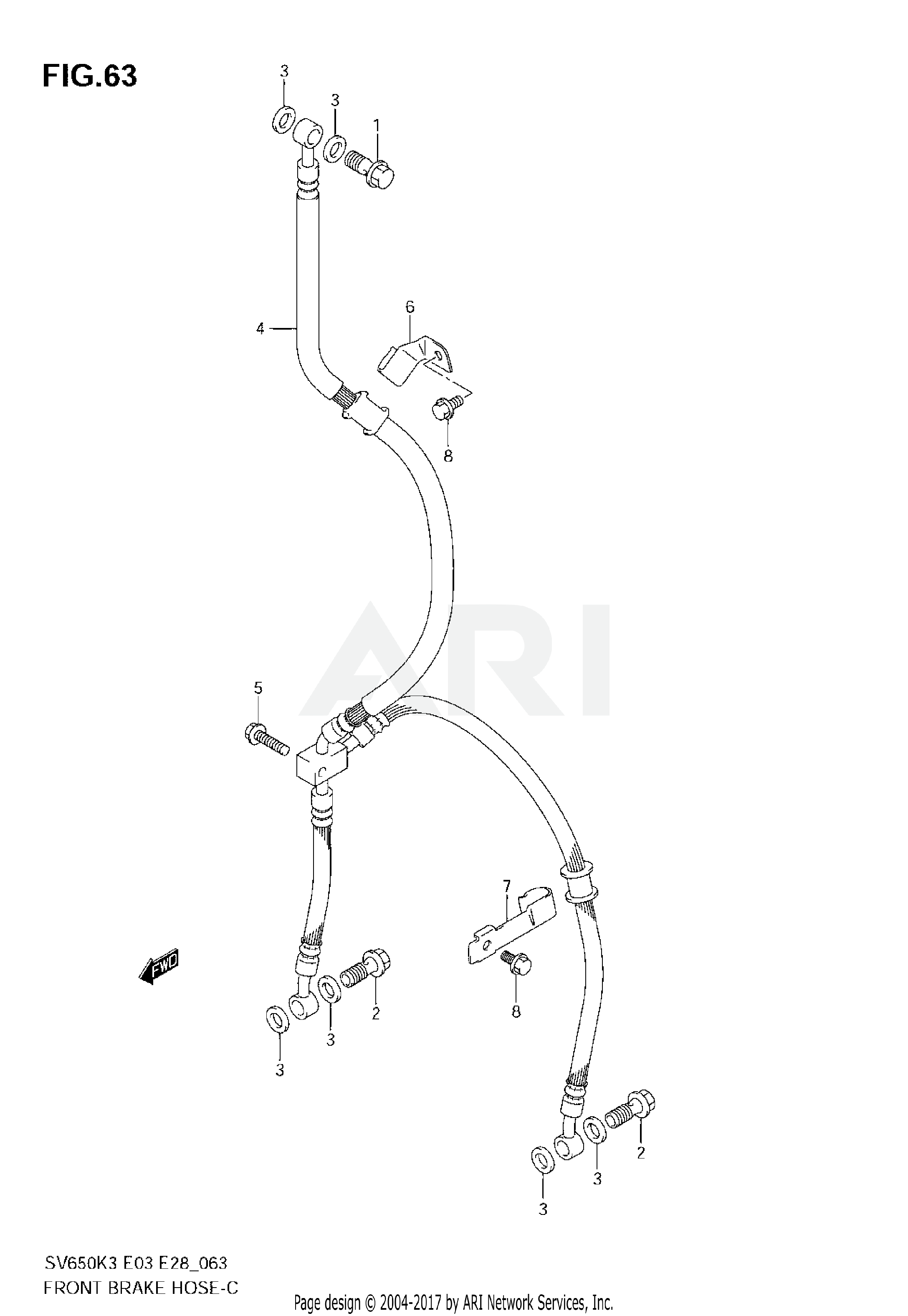 FRONT BRAKE HOSE (SV650K3/SK3/K4/SK4/K5/SK5/K6/SK6/K7/SK7)