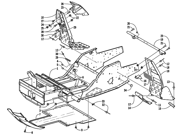 FRONT FRAME AND FOOTREST ASSEMBLY