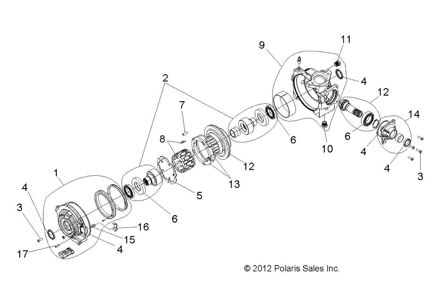 DRIVE TRAIN, FRONT GEARCASE INTERNALS - A13GH8EFK (49ATVGEARCASE1333053)