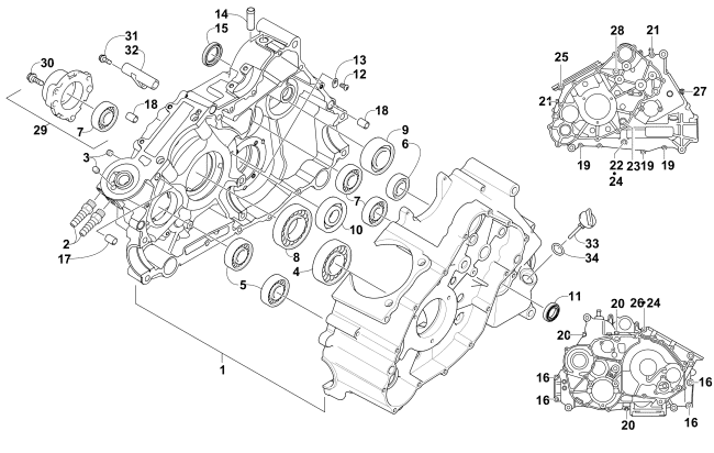 CRANKCASE ASSEMBLY (ENGINE SERIAL NO. 0700AD0010060 AND UP)