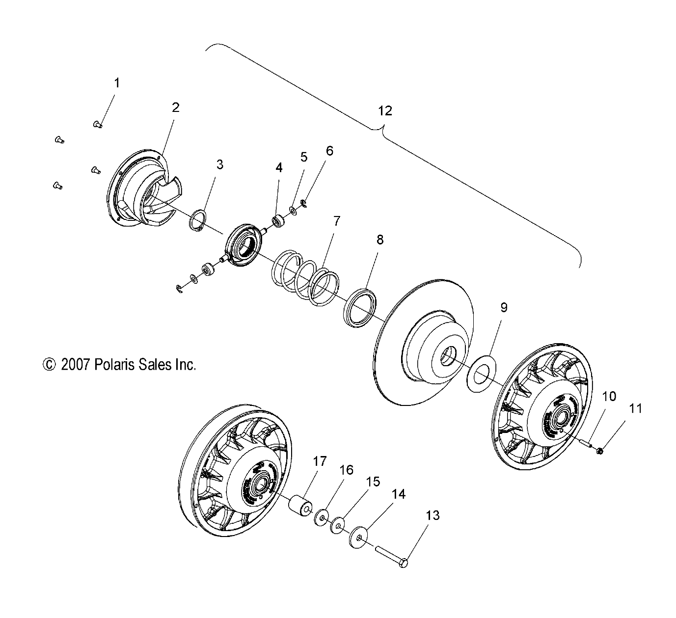 DRIVE TRAIN, CLUTCH, SECONDARY - S09MX6JS/JE (49SNOWDRIVENCLUTCH08600TRG)