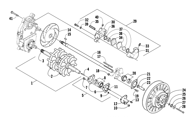 DRIVE TRAIN SHAFTS AND BRAKE ASSEMBLIES