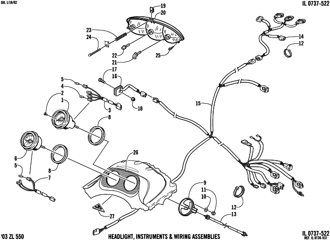 HEADLIGHT, INSTRUMENTS, AND WIRING ASSEMBLIES