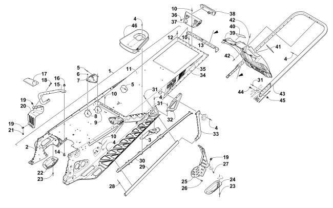 TUNNEL, REAR BUMPER, AND SNOWFLAP ASSEMBLY