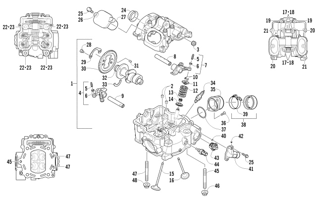 CYLINDER HEAD AND CAMSHAFT/VALVE ASSEMBLY