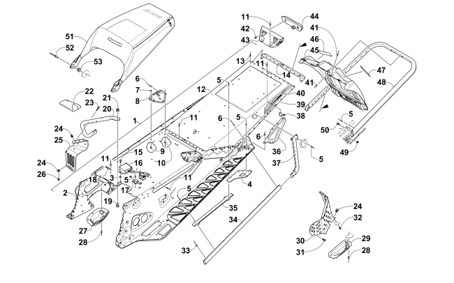 TUNNEL, REAR BUMPER, AND SNOWFLAP ASSEMBLY