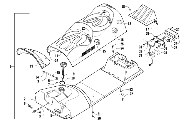 GAS TANK, SEAT, AND TAILLIGHT ASSEMBLY