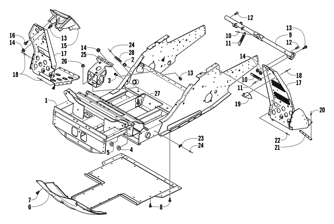 FRONT FRAME AND FOOTREST ASSEMBLY