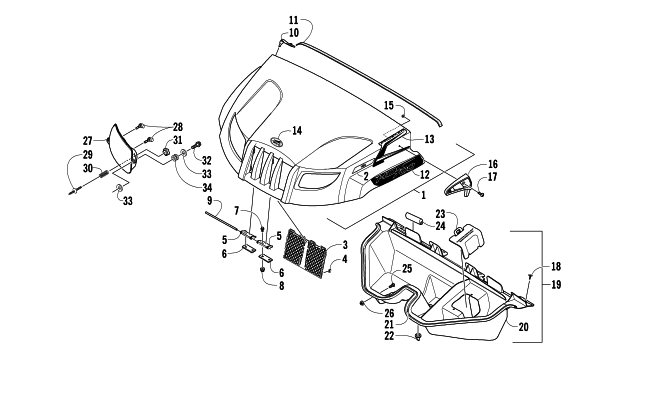 HOOD AND HEADLIGHT ASSEMBLY