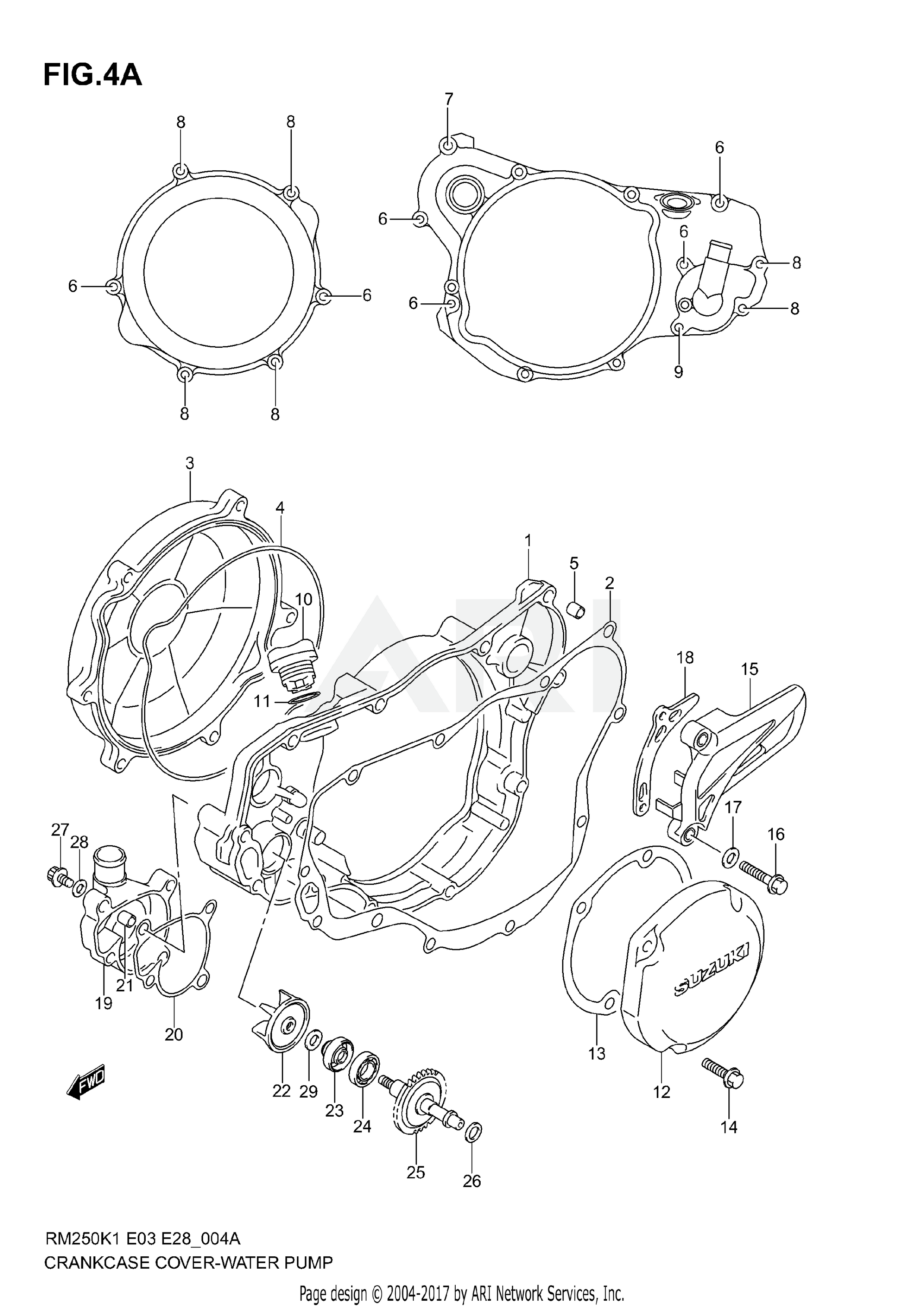 CRANKCASE COVER-WATER PUMP (MODEL K3/K4/K5/K6)