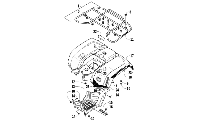 REAR RACK, BODY PANEL, AND FOOTWELL ASSEMBLIES