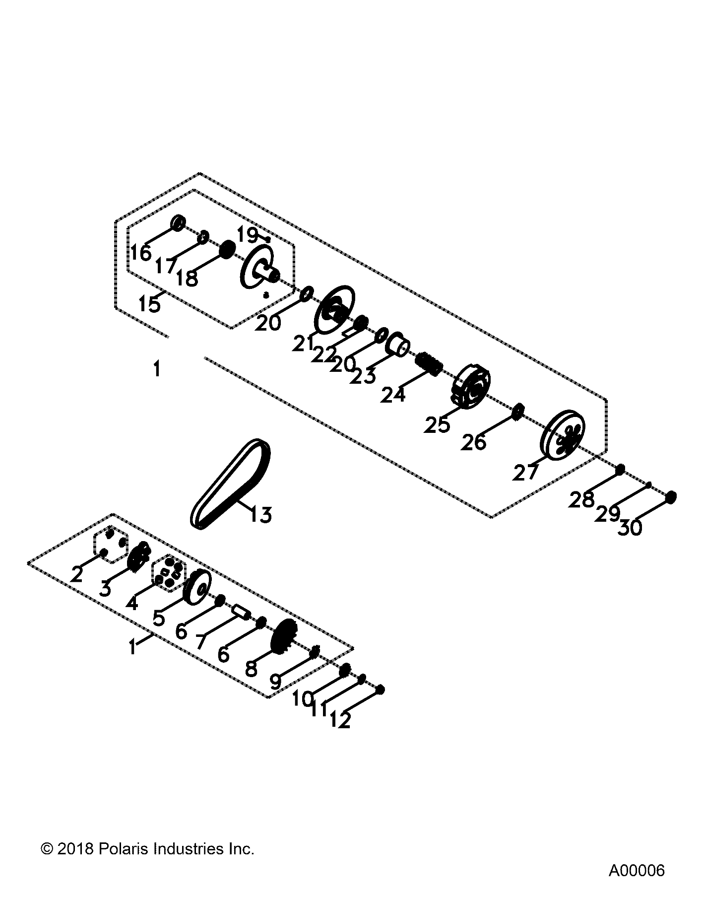 DRIVE TRAIN, PRIMARY  AND SECONDARY CLUTCHS - A16YAK11AD/AF (A00006)