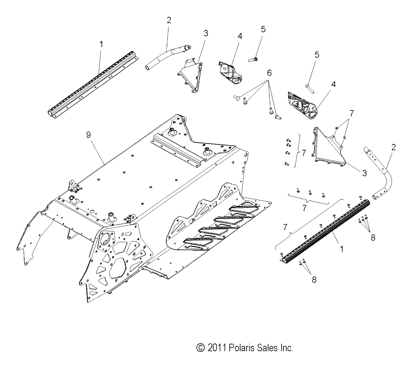 CHASSIS, TUNNEL and REAR ASM. - S12BF8GSA/GSL (49SNOWCHASSISRR10PR)