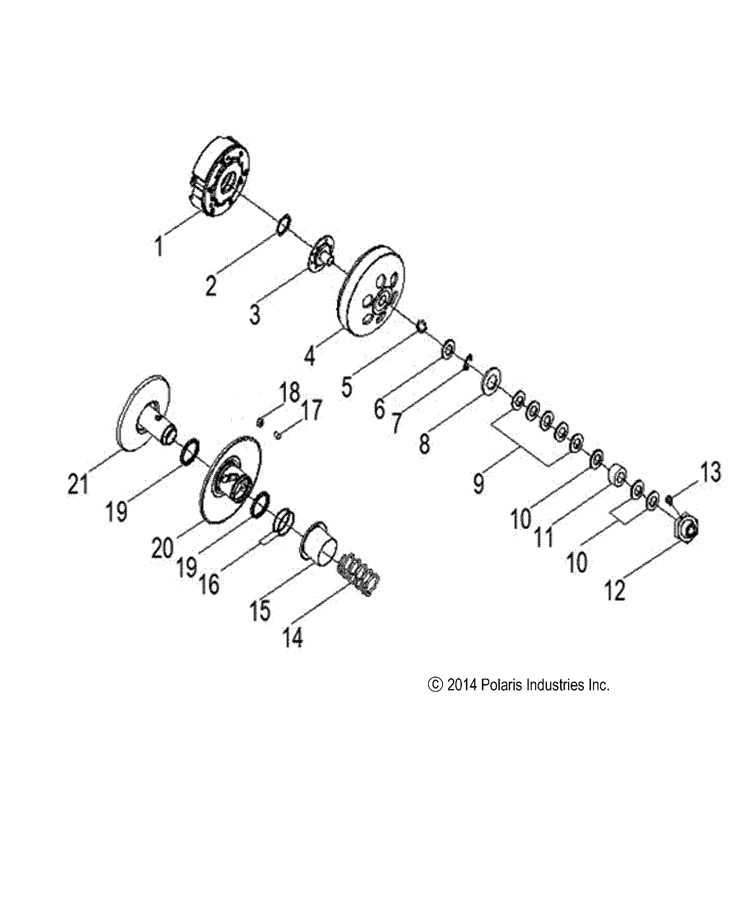 DRIVE TRAIN, SECONDARY CLUTCH - A16YAP20AF (49ATVCLUTCHDRIVEN08PHX)