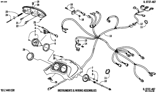 HEADLIGHT, INSTRUMENTS, AND WIRING ASSEMBLIES