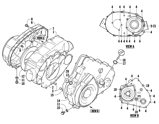 CLUTCH/V-BELT/MAGNETO COVER ASSEMBLY