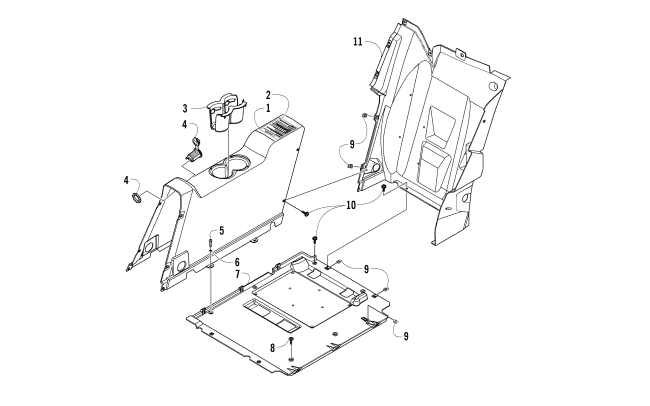 REAR CONSOLE AND FLOOR PANEL ASSEMBLY