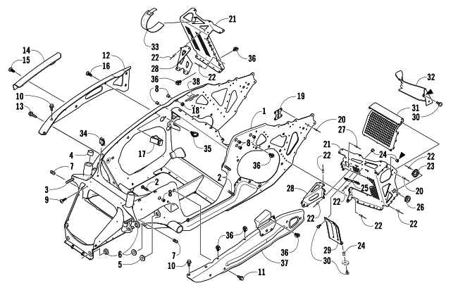 FRONT FRAME AND FOOTREST ASSEMBLY