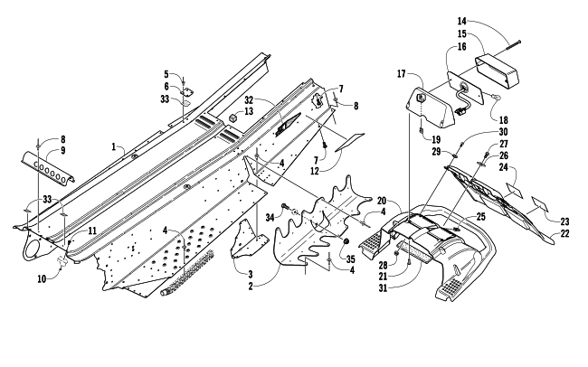 TUNNEL, REAR BUMPER, AND TAILLIGHT ASSEMBLY