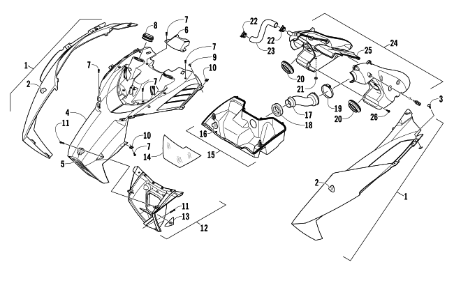 HOOD AND AIR INTAKE ASSEMBLY