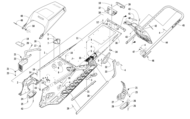 TUNNEL, REAR BUMPER, AND SNOWFLAP ASSEMBLY