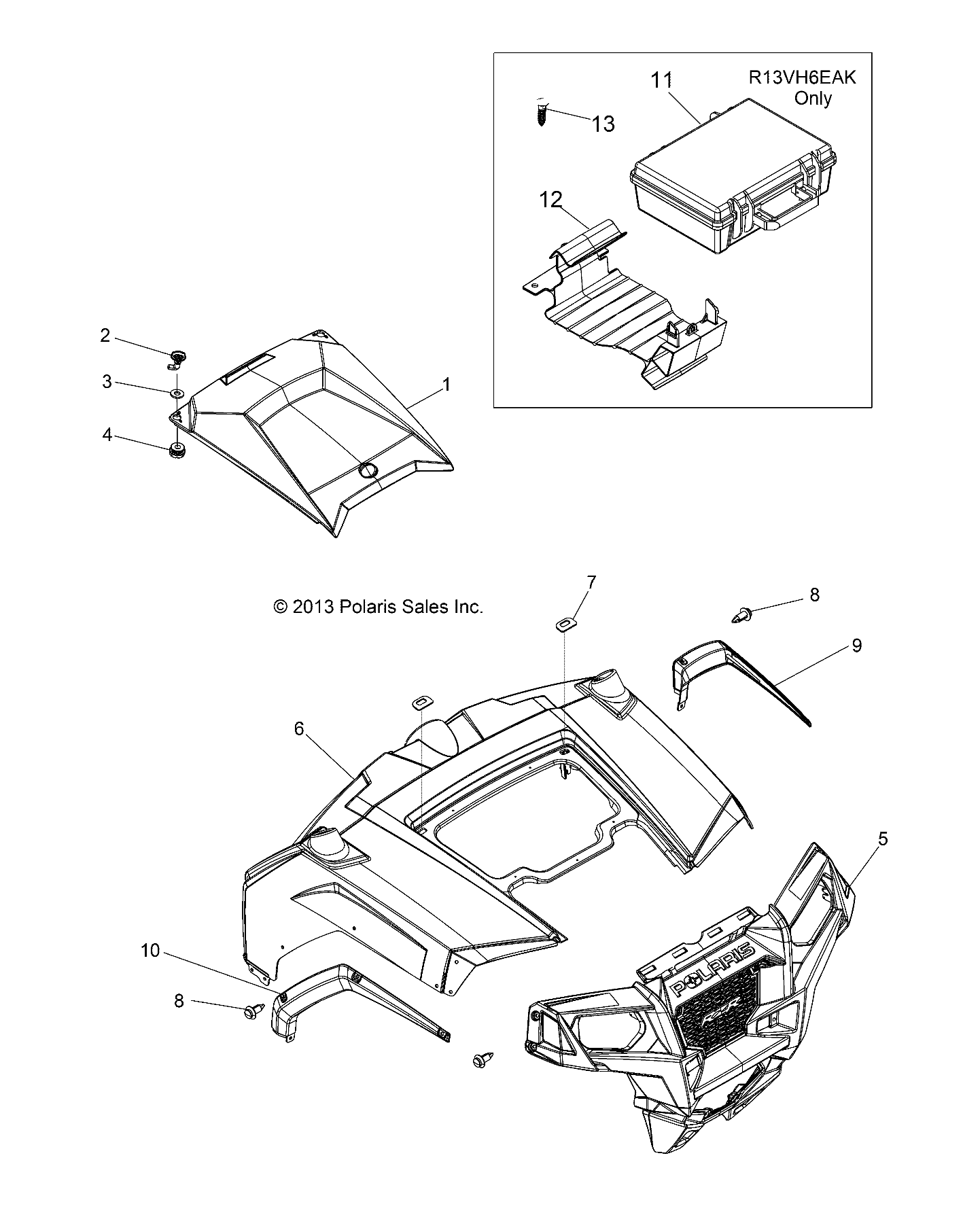 BODY, HOOD and FRONT BODY WORK - Z14VH57AD/6EAI/EAW (49RGRHOOD14RZR570)