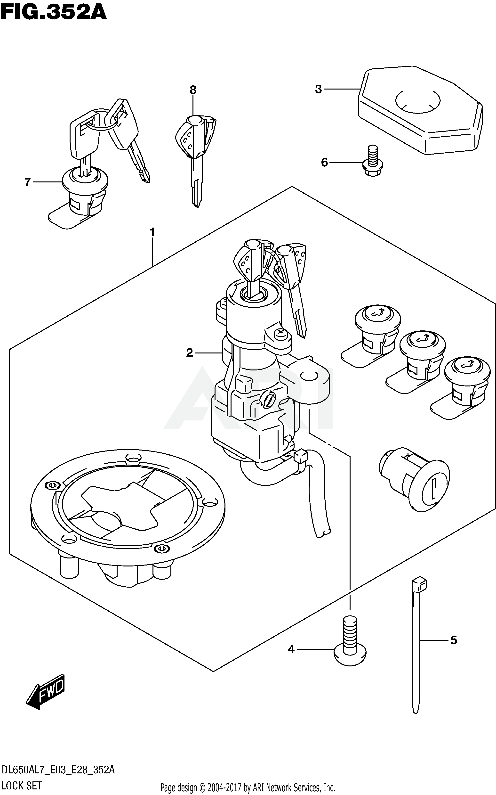 LOCK SET (FOR TOP CASE,SIDE CASE)