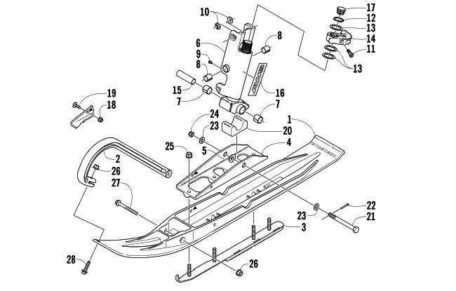 SKI AND SPINDLE ASSEMBLY