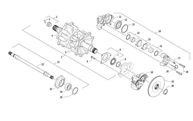 DRIVE TRAIN SHAFTS AND BRAKE ASSEMBLIES