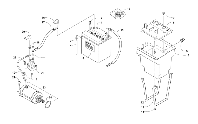 BATTERY AND STARTER MOTOR ASSEMBLY