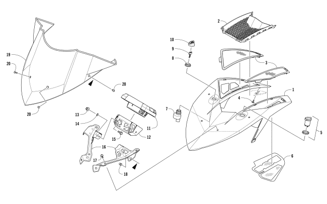 WINDSHIELD AND INSTRUMENTS ASSEMBLIES