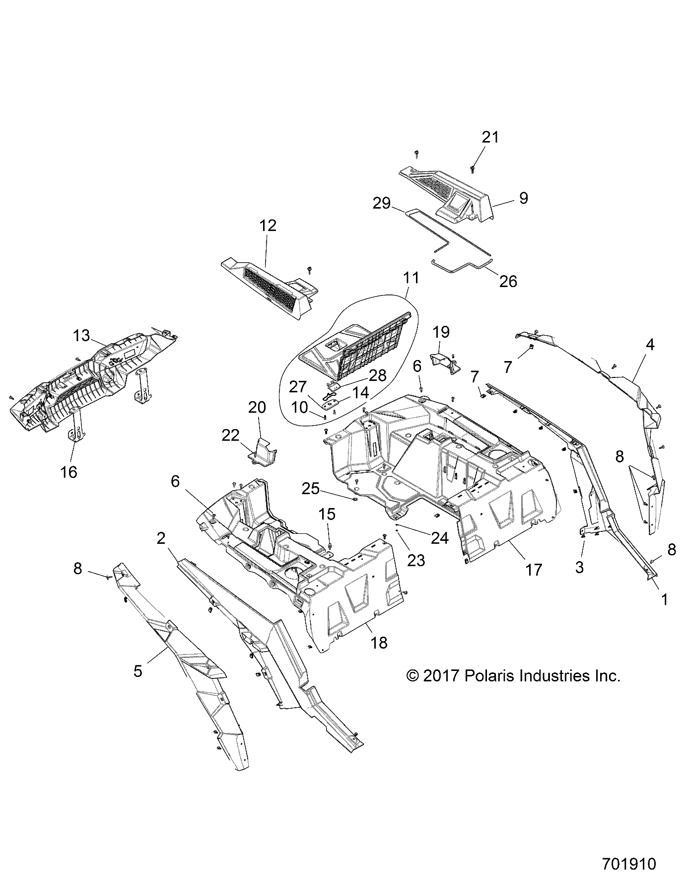 BODY, REAR RACK AND FENDERS - Z18VDE92LS (701910)