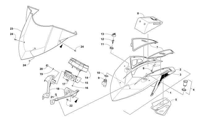 WINDSHIELD AND INSTRUMENTS ASSEMBLIES