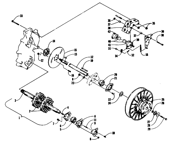 DRIVE TRAIN SHAFTS AND BRAKE ASSEMBLIES