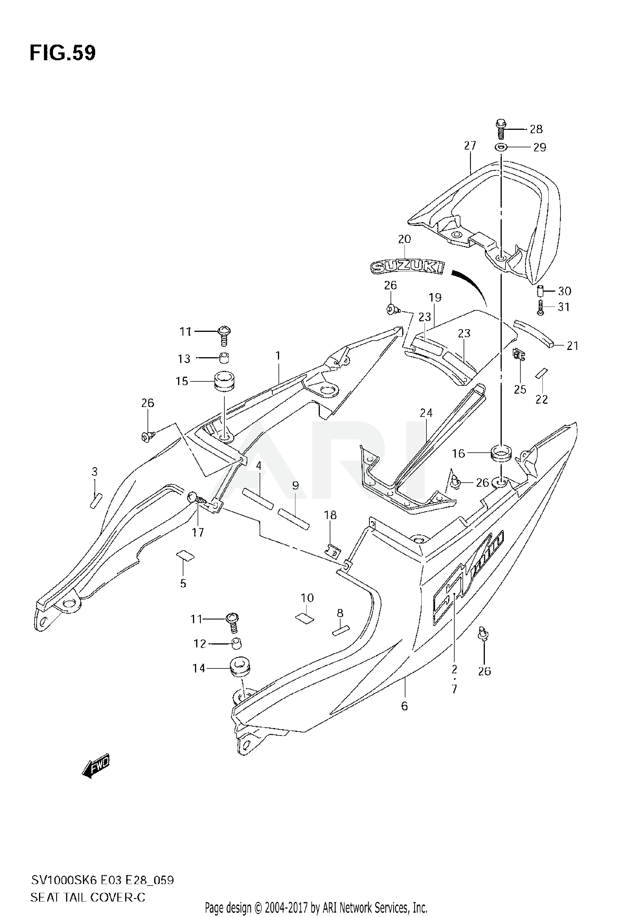 SEAT TAIL COVER (SV1000K6) (NOT FOR US MARKET)