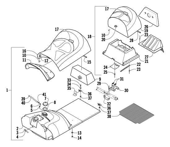 GAS TANK AND SEAT ASSEMBLY