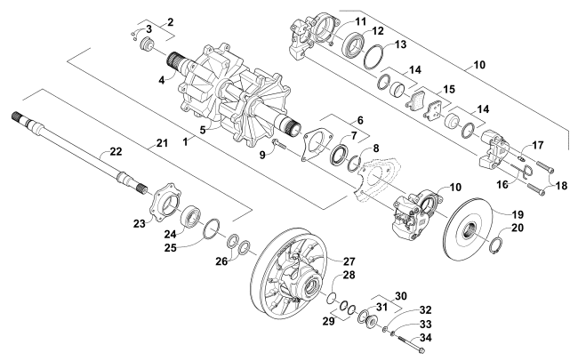 DRIVE TRAIN SHAFTS AND BRAKE ASSEMBLIES