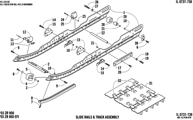 SLIDE RAIL AND TRACK ASSEMBLY