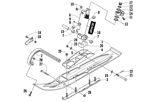 SKI AND SPINDLE ASSEMBLY