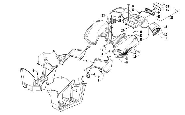 REAR BODY AND TAILLIGHT ASSEMBLY